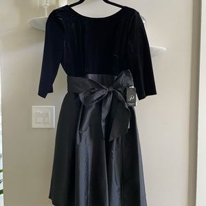 Adrianna Papell Velvet Taffeta Flared Skirt Dress